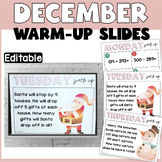 Word Problem Warm up| December Math Slides