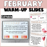 Word Problem Warm up| February Math Slides