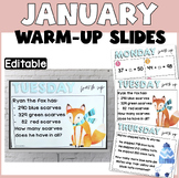Word Problem Warm up| January Math Slides