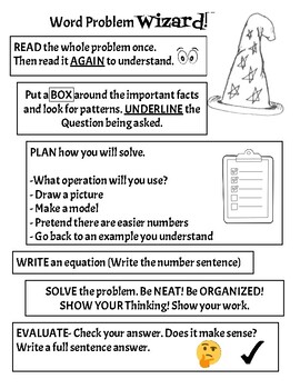 Word Problem Wizard Check List by Aurelia Khatib | TpT