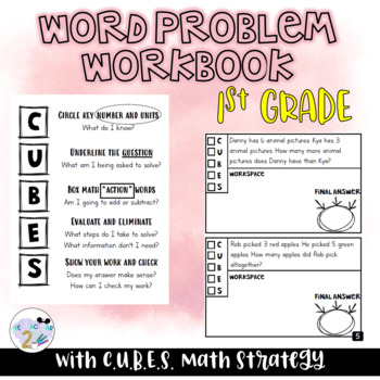 Preview of Word Problem Workbook- With CUBES Strategy- 1st Grade