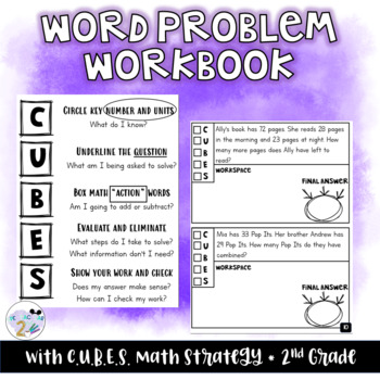 Preview of Word Problem Workbook- With CUBES Strategy- 2nd Grade