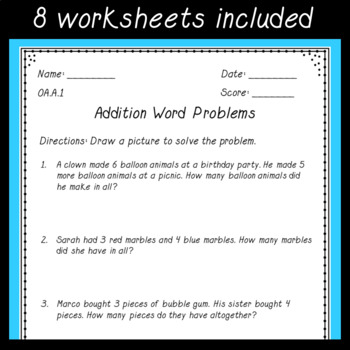 word problem worksheets 1st grade digital print distance learning