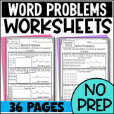 Word Problem Worksheets: No prep Addition Subtraction Comp