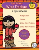 Word Problem Worksheets-Apple Theme