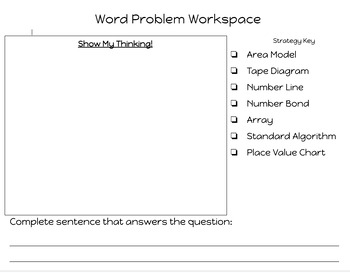 Preview of Word Problem Workspace **EDITABLE**
