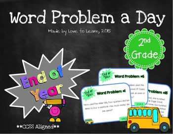 Preview of Word Problem a Day - 2nd Grade (End of Year)