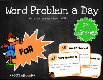 Preview of Word Problem a Day - 2nd Grade (Fall)