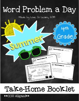 Preview of Word Problem a Day Summer Take-Home Booklet 4th Grade
