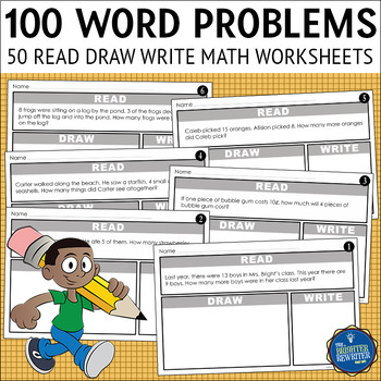 Preview of Read Draw Write Word Problems Math Worksheets