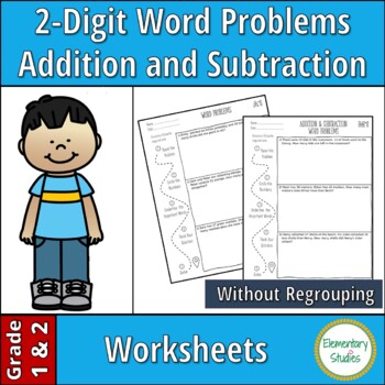 Preview of 2 Digit Addition and Subtraction Word Problems Without Regrouping