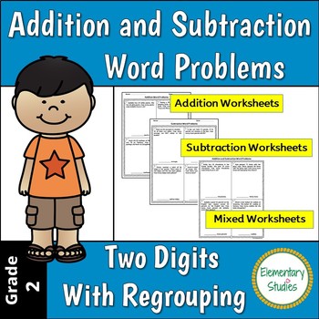 Preview of Two digits addition and subtraction word problems with regrouping