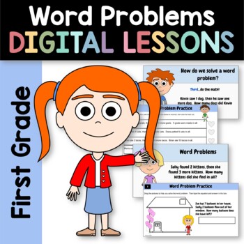 Preview of Word Problems 1st Grade Interactive Google Slides | Math Review