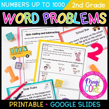 Preview of Addition and Subtraction Word Problems within 1,000 - 2nd Grade Math Worksheets