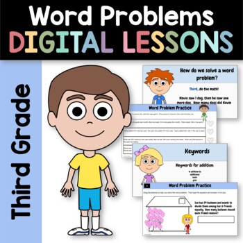 Preview of Word Problems 3rd Grade Interactive Google Slides | Math Review
