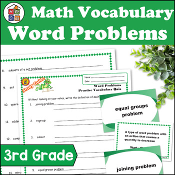 Preview of Word Problems | 3rd Grade Math Vocabulary Study Guide Materials and Quizzes
