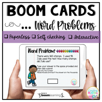 Preview of Word Problems 4 Operations BOOM Cards 