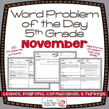 Preview of Word Problems 5th Grade, November, Spiral Review