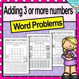 Word Problems - Adding Three Numbers and more - Cut and Pa
