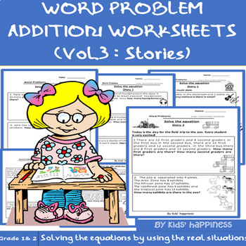 Preview of Word Problems Addition Worksheets (stories) Vol. 2