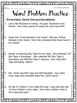 word problems math for grade 3