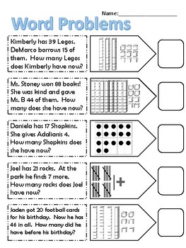 Word Problems- Addition And Subtraction With Visual Aids 