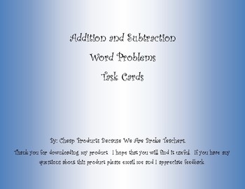 Preview of Word Problems - Addition only.