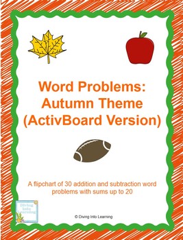 Preview of Word Problems: Autumn Theme for ActivBoard (First Grade)