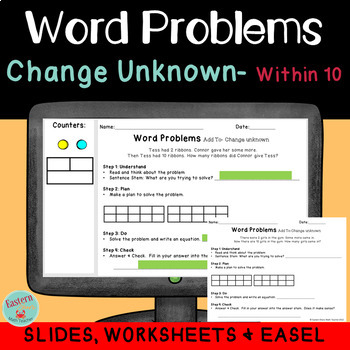 Preview of Word Problems Change Unknown