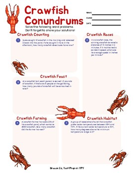Preview of Word Problems - Crawfish Conundrums