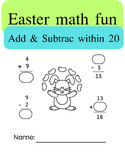 Word Problems: Easter Add & Subtrac Within 20 Worksheet/ Printable