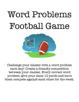 Preview of Word Problems Football Game