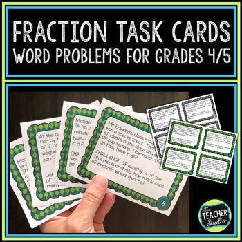 Preview of Fraction Word Problems: Fraction Task Cards Grade 4/5