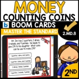 Counting Mixed Coins Boom Cards 2.MD.C.8 Distance Learning