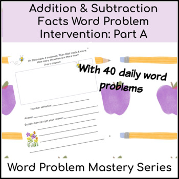 Preview of Beginning Word Problems Intervention Workbook: Addition & Subtraction Facts