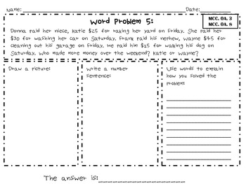 Word Problems Math Daily Problems 3rd-4th Grades Common ...