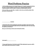 Word Problems Practice Worksheet (Writing Equations & Expr