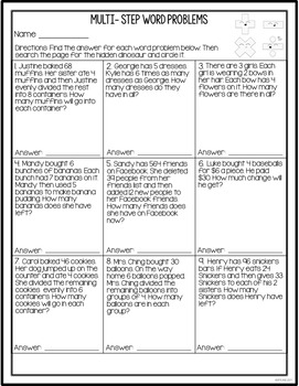 Word Problems Worksheets Addition Subtraction Multiplication And Division