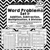 Word Problems Worksheets: Addition, Subtraction, Multiplication and Division