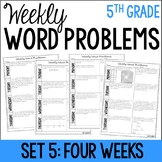 5th Grade Weekly Word Problems {Set 5: 4 Weeks}