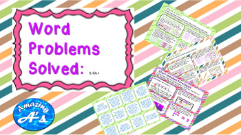 Preview of Word Problems Solved, Anchor Chart, Stations, and Game Cards