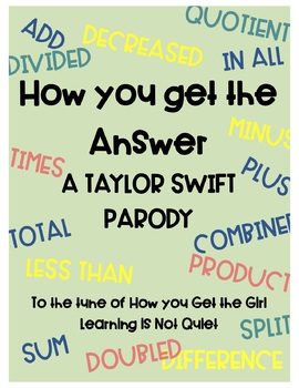 Preview of Word Problems Song (Taylor Swift, How You Get the Girl) (Lyrics Worksheet Video)