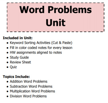 Preview of Word Problems Special Education Math Unit