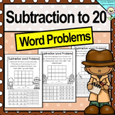 Word Problems - Subtraction to 20 - Cut and Paste - Grade 