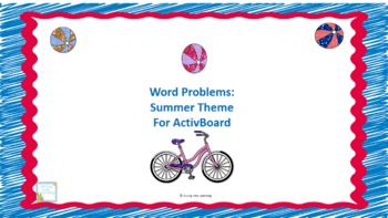 Preview of Word Problems: Summer Theme for ActivBoard (First Grade)