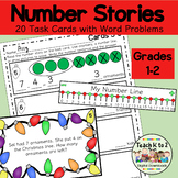 Word Problems Task Cards Grades 1-2 Christmas Math Centers