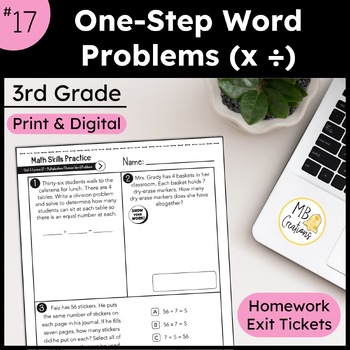 Preview of Multiplication and Division Word Problems L17 3rd Grade iReady Math Exit Tickets