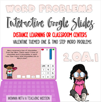 Preview of Word Problems Valentine's themed Google Classroom Interactive Slides