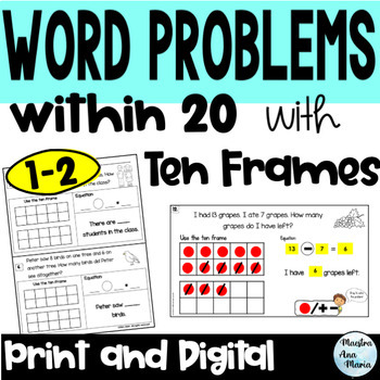 Preview of Word Problems Within 20 With Ten Frames - Addition and Subtraction Word Problems