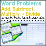 Word Problems Work Bin Task Cards | Centers for Special Ed